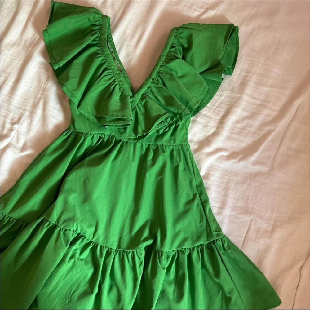 Elegant Green Ruffle Dress